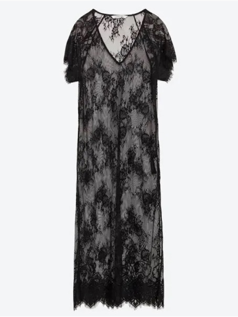 Zara Black Lace Sheer Maxi Slip Dress -